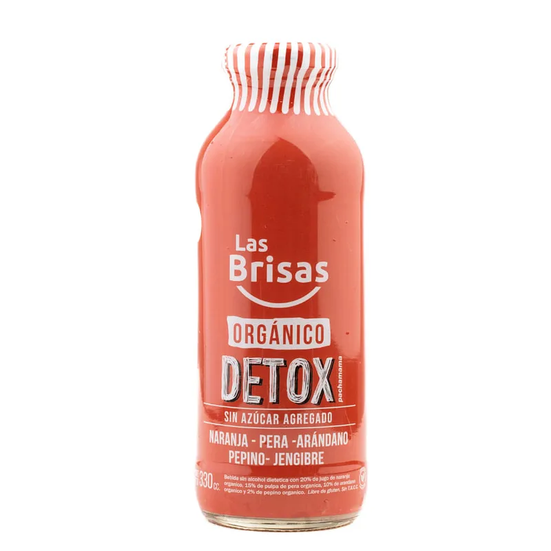 Jugo Detox Organico Naranja, Pera, Pepino, Arandano y Jengibre x 330 ml (Las Brisas)