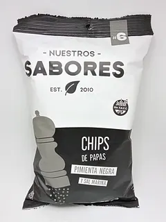 Chips de Papas con Pimienta Negra y Sal Marina x 80 gr (Nuestros Sabores)