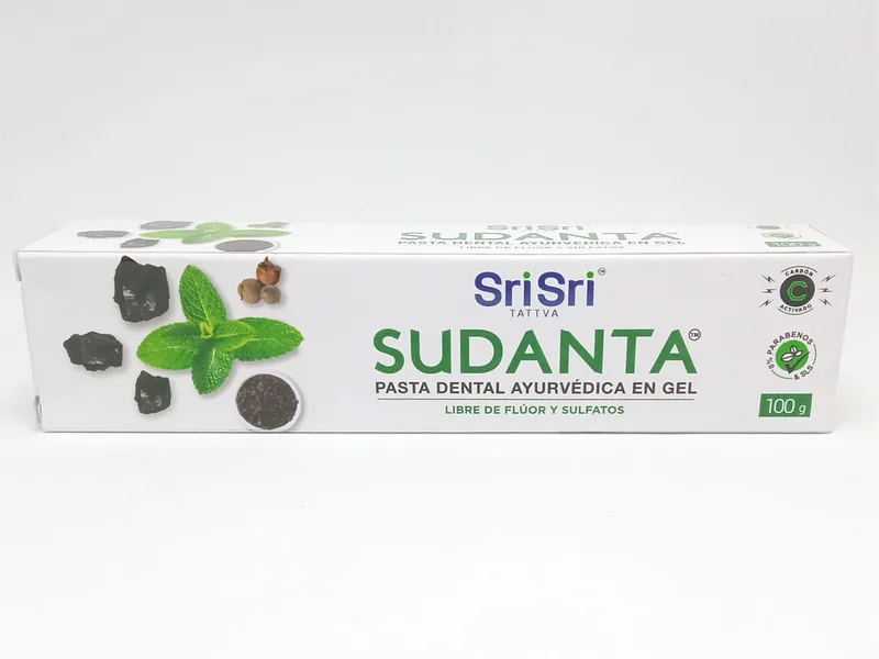 Sudanta Pasta Dental Ayurvedica en Gel Efecto Blanqueador Libre de Fluor x 100 gr (Sri Sri)