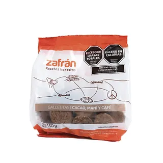 Galletitas Cacao Mani y Cafe x 150 gr (Zafran)