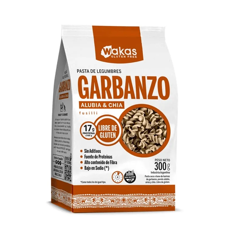 Fusilli de Legumbres Garbanzo y Alubia x 300 gr (Wakas)